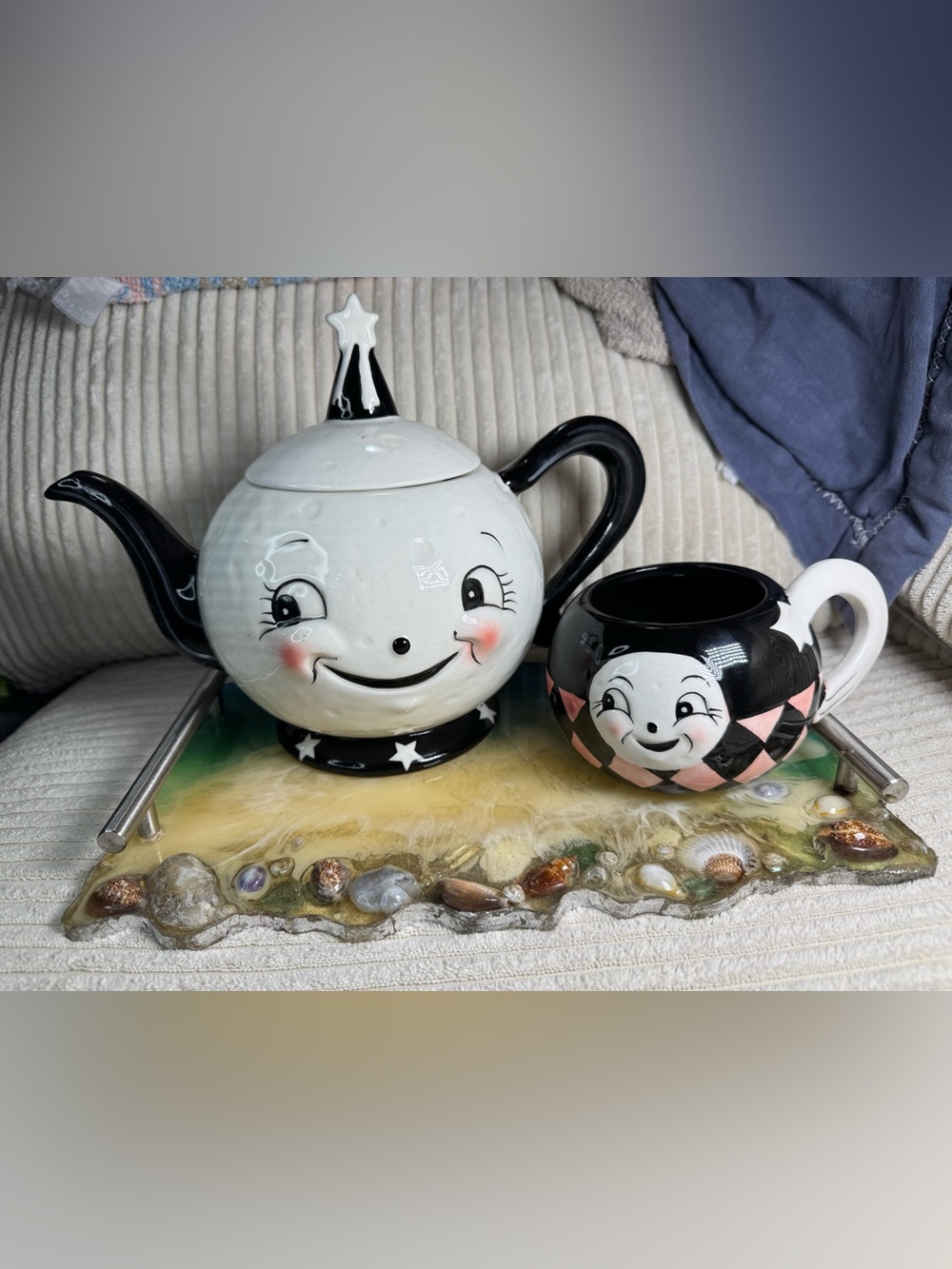 vintage johanna parker carnival cottage laughing luna moon teapot
